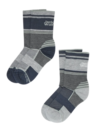 Sok Jack Wolfskin Kids Hike Sock Dark Grey / Light Grey Set van 2