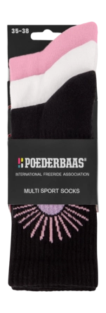 Sok Poederbaas Unisex Multi Sport Socks (3-Pack) Black Multi
