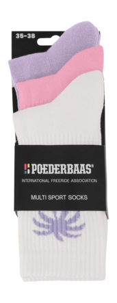 Sok Poederbaas Unisex Multi Sport Socks (3-Pack) White Multi
