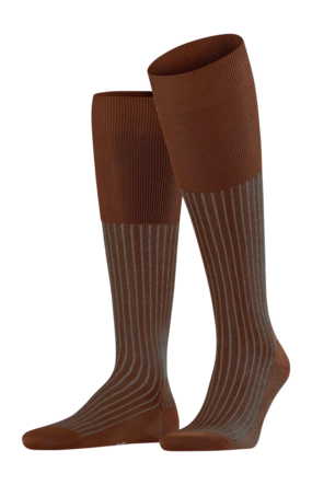 Sokken Falke Men Oxford Stripe Kneehigh Terracotta