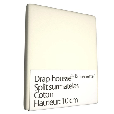 Drap-housse Split Surmatelas Romanette Ivoire (Coton)