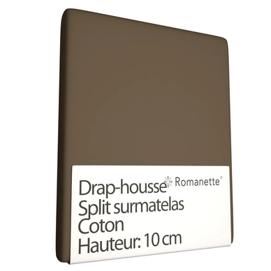 Drap-housse Split Surmatelas Romanette Taupe (Coton)