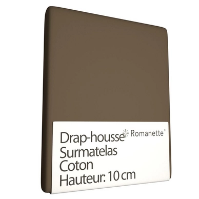 Drap-housse Surmatelas Romanette Taupe (Coton)