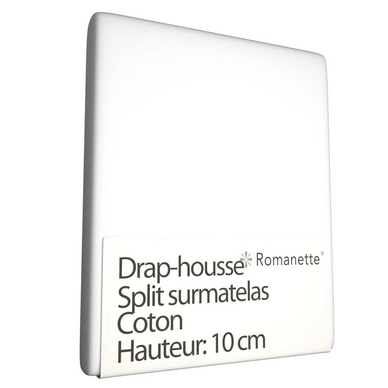 Drap-housse Split Surmatelas Romanette Blanc (Coton)
