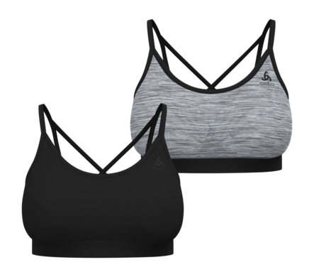 Sport BH Odlo Women Seamless Low Black Grey Melange 4-Way Stretch