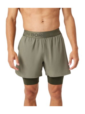 Sportbroek Björn Borg Men Borg 2 In 1 Shorts Dusty Olive