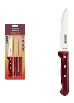 Tramontina Fourchette Rouge Gaucho 21 Cm - Lot De 12, Inox Et Technobois, Lave-Vaisselle, Écoresponsable Et Durable