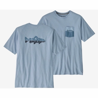 T-shirt Patagonia Homme Wild Waterline Pocket Responsibili Tee Bleu vapeur