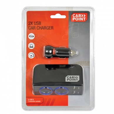 Autolader Carpoint Stekkerdoos 4-Weg met USB 12V/24V