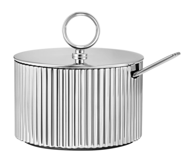 Vintage glazen suikerpot met metalen deksel, klein