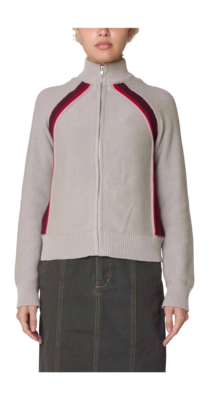 Sweater Obey Lizzie Zip Mock Damen Oatmeal Heather