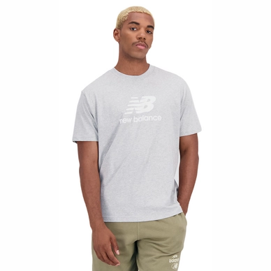 T-Shirt New Balance Essentials Stacked Logo Cotton Men Athletic Grey