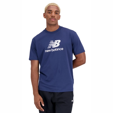 T-Shirt New Balance Men Essentials Stacked Logo Cotton NB Navy
