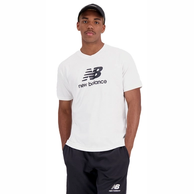 T-Shirt New Balance Men Essentials Stacked Logo Cotton White