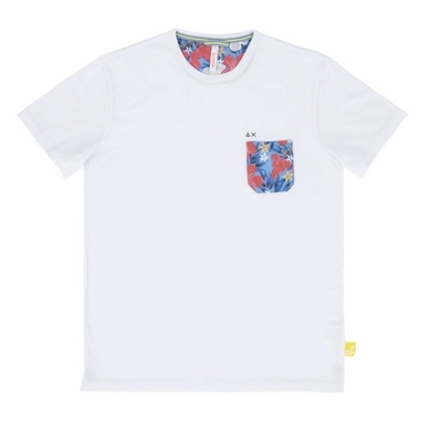 T-Shirt Sun68 Men Round Solid Fun Pocket Bianco