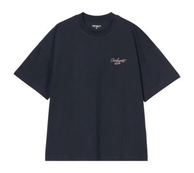 T-Shirt Carhartt WIP Unisex S/S Signature Script Deep Night / Glassy Pink