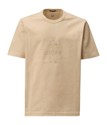 T-Shirt CP Company Men Mercerized 30/2 Jersey Twisted Logo Pistachio Shell