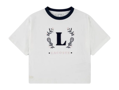 T-Shirt Lacoste Girls Crest Relaxed Farine