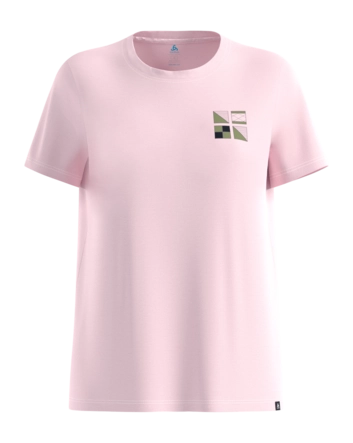 T-Shirt Odlo Women Cotton Blend Odlo Flags Hyper Pink Regular Fit