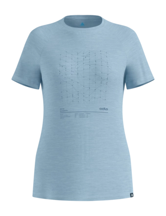 T-Shirt Odlo Women Merino Tencel Hyper Map Baby Blue Regular Fit