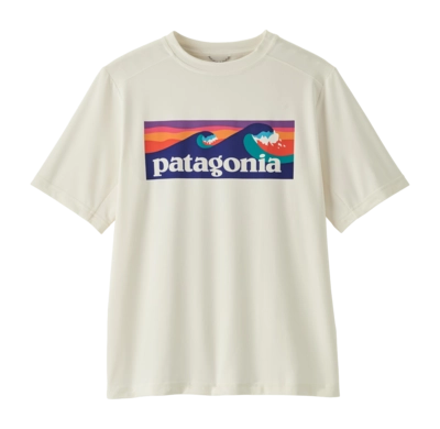 T-Shirt Patagonia Kids Cap SW T-Shirt Boardshort Logo: White Regular Fit