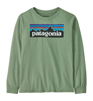 T-Shirt Patagonia Kids L/S P-6 Logo Ellwood Green