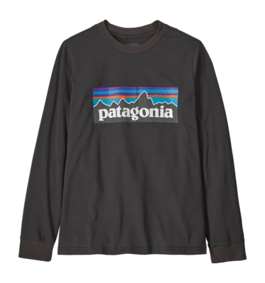 T-Shirt Patagonia Kids L/S P-6 Logo Ink Black