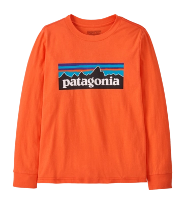 T-Shirt Patagonia Kids L/S P-6 Logo Orange Peel