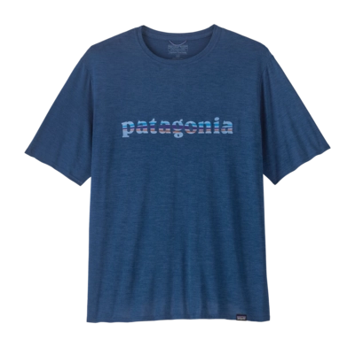 T-Shirt Patagonia Men Cap Cool Daily Graphic Shirt 73 Text Logo: Clement Blue X-Dye