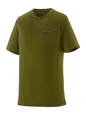 T-Shirt Patagonia Men Cap Cool Merino Blend Graphic Shirt Fitz Roy Strata: Pond Green