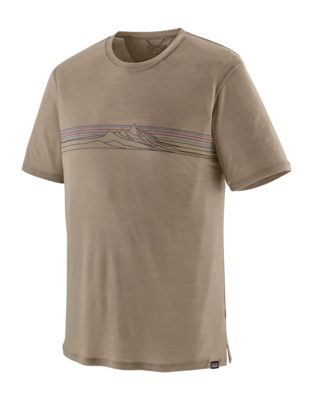 T-Shirt Patagonia Men Cap Cool Merino Blend Graphic Shirt Strata Stripe: Seabird Grey