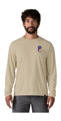 T-Shirt Patagonia Men L/S Cap Cool Daily Graphic Shirt Lands Earlylines: Pumice X-Dye