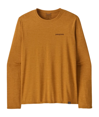 T-Shirt Patagonia Men L/S Cap Cool Daily Graphic Shirt Waters Casting Logo: Talon Gold X-Dye