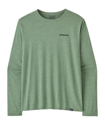 T-Shirt Patagonia Men L/S Cap Cool Daily Graphic Shirt Waters Fitz Roy Trout: Ellwood Green X-Dye