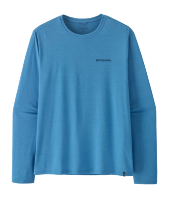 T-Shirt Patagonia Men L/S Cap Cool Daily Shirt - Boardshort Logo Shore Blue - Light Shore Blue X-Dye Regular Fit