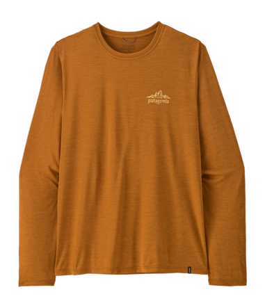 T-Shirt Patagonia Men L/S Cap Cool Daily Shirt Cloud Crag Cinnamon Brown - Dark Cinnamon Brown X-Dye Regular Fit