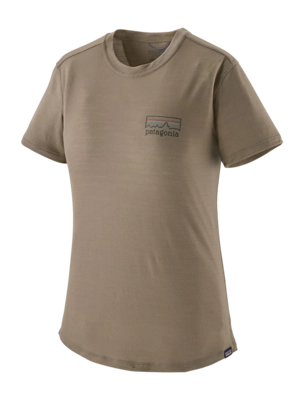 T-Shirt Patagonia Women Cap Cool Merino Blend Graphic Shirt Fitz Roy Strata: Wing Grey