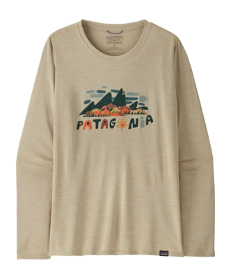 T-Shirt Patagonia Women L/S Cap Cool Daily Graphic Shirt Fitz Roy Foliage: Pumice X-Dye