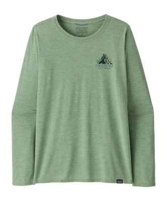 T-Shirt Patagonia Women L/S Cap Cool Daily Graphic Shirt Lands Chouinard Crest: Ellwood Green X-Dye