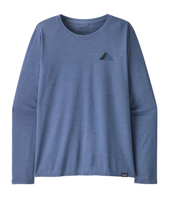 T-Shirt Patagonia Women L/S Cap Cool Daily Graphic Shirt Lands Driftways: Current Blue X-Dye