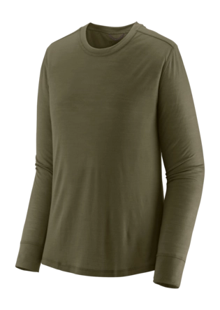 T-Shirt Patagonia Women L/S Cap Cool Merino Blend Shirt Basin Green Slim Fit