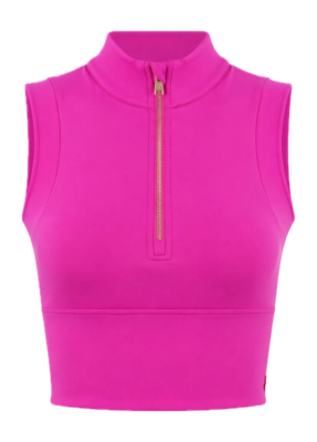 Tanktop House of Gravity Women Turtle Zipper Crop Top Bright Pink Sapphire
