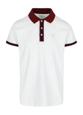 Tennispolo Vieux Jeu Men Sven Polo White/Burgundy