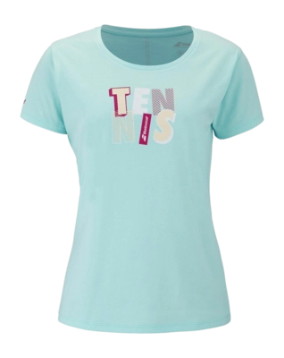 Tennisshirt Babolat Women Exercise Message Tee Blue Tint Regular Fit