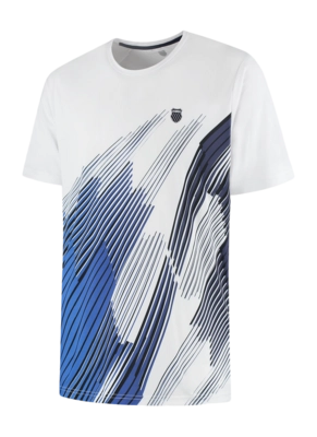 Tennisshirt K-Swiss Men Hypercourt White Print Crew 6 Regular Fit