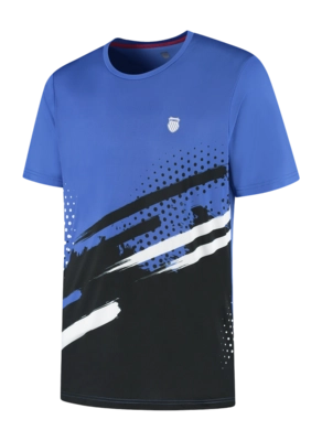 Tennisshirt K-Swiss Men Hypercourt Print Crew Stripe Dazzling Blue Regular Fit