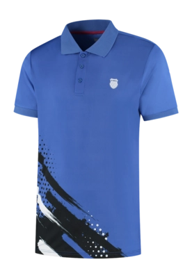 Tennisshirt K-Swiss Men Hypercourt Print Polo Stripe Dazzling Blue
