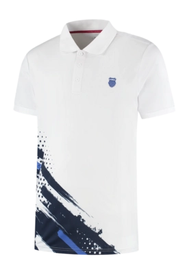 Tennisshirt K-Swiss Men Hypercourt Print Polo Stripe White