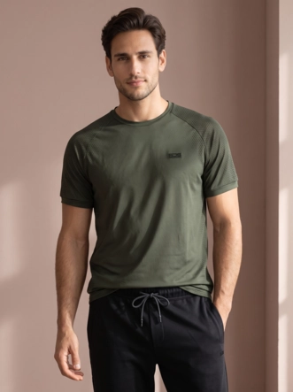 Tennisshirt Sjeng Sports Men Bas Camo Green Regular Fit