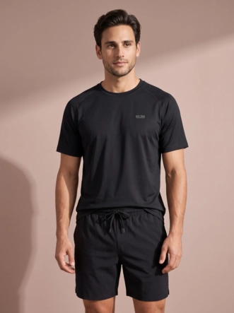 Tennisshirt Sjeng Sports Men Nyder Black Regular Fit
